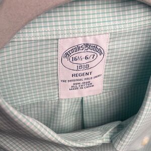 Brooks Brothers Men's Mint Checkered Dress Shirt 16.5-6/7 Regent All Cotton